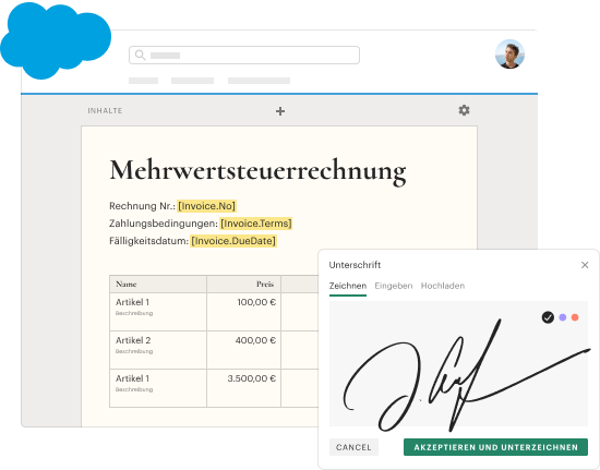 Elektronische Signaturen für Salesforce